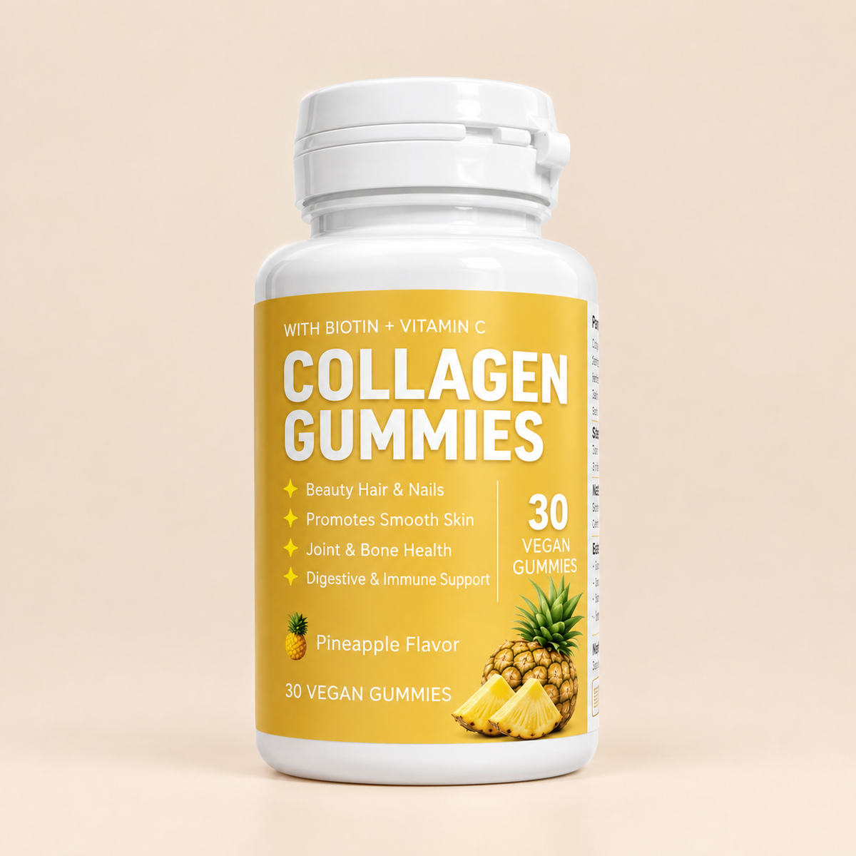 🍍 Gomitas de Colágeno Sabor Piña (30 Unidades) – Con Biotina y Vitamina C